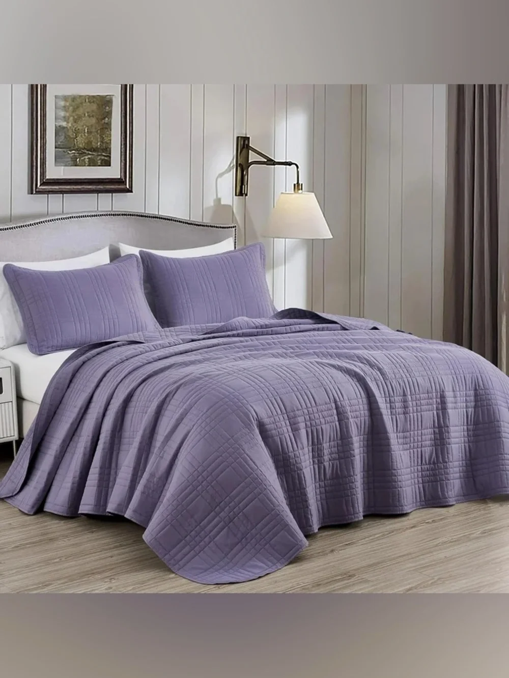 Lavender Quilted king 3 piece Bedspread Set